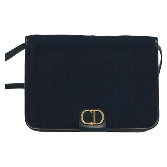 DIOR Trotter Canvas Shoulder Bag Navy Gold - Picture 2 of 12